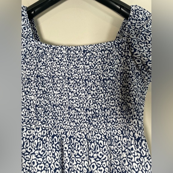 Tuckernuck Sail to Sable Blue White Smocked Nap Dress Puff Short Sleeve Sz S - Picture 7 of 12